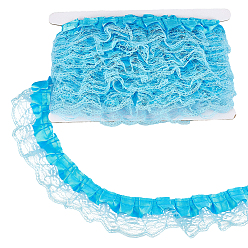 Bleu Ciel 10 Bordure en dentelle à franges en polyester m, pour sacs à dos, accessoires de vêtements, avec carte d'affichage en carton, bleu ciel, 1-3/4 pouces (45 mm)
