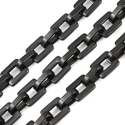 Черный 201 цепи с квадратными звеньями из нержавеющей стали, с катушкой, ионное покрытие (ip), несварные, чёрные, 10x6.5x2.5 mm и 10x8x2 mm