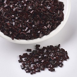 (HTL4521) Красный Непрозрачный Пикассо Миюки половина бусины тила, японский бисер, 2 отверстие, (htl 4521) непрозрачный красный Пикассо, 5x2.3x1.9 мм, Отверстие : 0.8 мм , около 1250 шт / 50 г