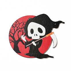 Skull Большие подвески из дерева с односторонним принтом, хэллоуин прелести, череп, 120x148x4 мм, отверстие : 4 мм