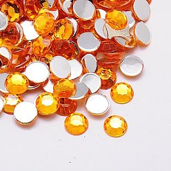 Gold Imitation Taiwan Acrylic Rhinestone Cabochons, Faceted, Half Round, Gold, 4x1.5mm, about 10000pcs/bag