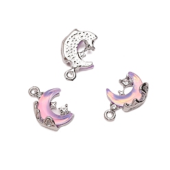 Луна Стеклянные подвески, со сплавочной фурнитурой, платина, розовый жемчуг, луна, 16x10 мм