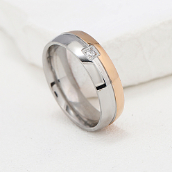 Stainless Steel Color 201 Stainless Steel Finger Rings for Men, Square, Stainless Steel Color, 8mm, Inner Diameter: 18mm