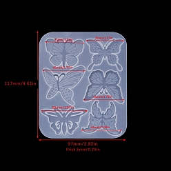 White DIY Food Grade Silicone Display Molds, Resin Casting Molds, Clay Craft Mold Tools, for Hair Clip Makings, Mixed Shapes, White, 117x97x5mm