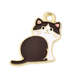 Cat Shape Подвески из эмали и сплава, золотые, животная тема, форма кошки, 18x20x1 мм, отверстие : 1.5 мм