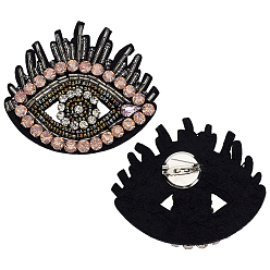 (52) Непрозрачная лаванда 2 шт. броши-лацканы из ткани с глазом для рюкзака, со стеклянным бисером и стразами, разноцветные, 68x75x13.5 мм