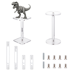Прозрачный 2 шт. 2 размеры круглые акриловые держатели для стояков моделей самолетов, с квадратным основанием, прозрачные, 4.95x4.95x8.4~10.4 см, 1 шт / размер