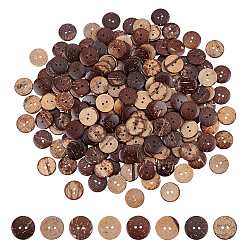 Coconut Brown 200Pcs Coconut Buttons, Flat Round, Coconut Brown, 20.5x3mm, Hole: 2mm