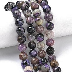 Чароит Естественно чароитовыми бисер пряди, круглые, класса AB, 8.8~9.5 мм, отверстие : 0.8 мм, около 41~43 шт / нитка, 15.55''~15.75'' (39.5~40 см)