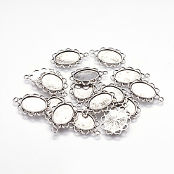 Античное Серебро Цинк настройками подвески сплава кабошон, овальные, античное серебро, 29x20x2 мм, отверстие : 2 мм, лоток : 13x18 мм