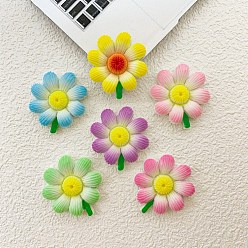 (52) Непрозрачная лаванда Кабошон из непрозрачной смолы, подсолнечник, разноцветные, 30x27x5~5.5 мм