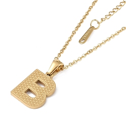 Letter B Ion Plating(IP) Initial Letter 304 Stainless Steel Pendant Necklaces, Real 18K Gold Plated, Letter B, 15.87 inch(40.3cm), Pendant: about 17x12.5mm