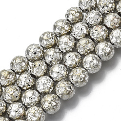 Кукурузный Шелк Гальванические бусины из натуральной лавы, круглые, неровный, цвет колоса кукурузы, 8.5 мм, отверстие : 1 мм, около 47 шт / нитка, 15.35 дюйм (39 см)