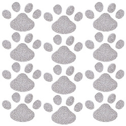 Crystal 12 Bags Footprint Hotfix Rhinestone, Hot Melt Adhesive on the Back, Rhinestone Trimming, Crystal, 35x44x1mm