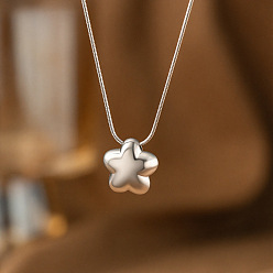 Нержавеющая Сталь Цвет 304 Подвеска в виде звезды из нержавеющей стали, круглая цепочка-змейка для женщин, цвет нержавеющей стали, 17.72 дюйм (45 см)