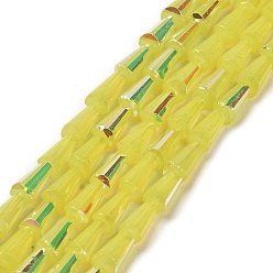 Светло-хаки Выпечки нарисованных стеклянных бусин прядей, имитация Opalite, граненые, AB цвет, конус, светлый хаки, 4x8 мм, отверстие : 0.8 мм, около 68 шт / нитка, 21.85~22.05'' (55.5~56 см)