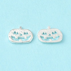 Серебро Кабошоны из сплава на хэллоуин, аксессуары для украшения ногтей для женщин, без кадмия и без свинца, тыква, серебряный цвет гальваническим, 5.5x7.5x1 мм