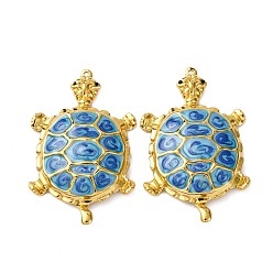 Синий 304 эмаль нержавеющей стали большие кулоны, очарование морской черепахи, вакуумное покрытие pvd, реальный 18 k позолоченный, синие, 57x35.5x8.5 мм, отверстие : 1.6 мм