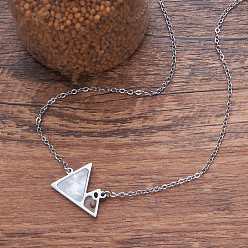 Shell 304 Stainless Steel Mustard Seed Faith Mountain Pendant Necklaces with Natural White Shell for Women, Stainless Steel Color, 17.72 inch(45cm)