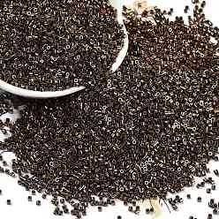 Коричневый Гальванизируйте стеклянных шариков семени, Ирис, цилиндр, кофе, 1.6x1.3 мм, отверстие : 0.8 мм, Около 60000 шт / фунт