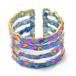Rainbow Color Ионное покрытие (ip) 304 многострочная открытая манжета из нержавеющей стали для женщин, Радуга цветов, внутренний диаметр: 17 мм