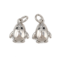 Платина Латунные микро проложить кубического циркония подвески, с целью перехода в кольце, прелести пингвина, стойки покрытие, долговечный, без свинца и без кадмия, платина, 13x10x4 мм, отверстие : 3 мм