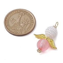 Golden Imitation Pearl Acrylic and Transparent Acrylic Beads Pendant, Angel, Golden, 31.5x22x9.5mm, Hole: 3.5mm