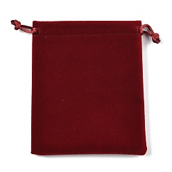 Темно-Красный Бархатные сумки на шнурке для украшений, прямоугольные, для серег колец ожерелья, темно-красный, 12.1x10x0.6 см