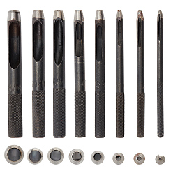 Черный Стальной полый перфоратор, для поделок ручной работы из кожи, чёрные, 78.5~90x4~10 мм, отверстие : 0.8~7 мм, 8 шт / комплект