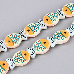 Оранжевый Окрашенные и нагретые стеклянные эмалевые бусины, рыба, оранжевые, 20x13x5.5~6 мм, отверстие : 1 мм