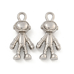  Non-Tarnish 304 Stainless Steel Pendants, Robot Charm, Stainless Steel Color, 23.5x11.5x6mm, Hole: 2.5mm