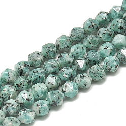 Джаспер Кунжут Натуральный кунжут яшма / киви нитки бусины яшмы, граненые, круглые, 6~6.5x5.5~6x5.5~6 мм, отверстие : 1 мм, около 61 шт. / 14.7 дюйм