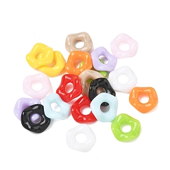 Mixed Color Opaque Acrylic Linking Ring, Flower, Mixed Color, 16.5x5.5mm, Inner Diameter: 6mm, about 862pcs/500g