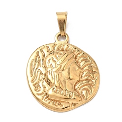 Golden 304 Stainless Steel Pendants, with 201  Stainless Steel Ice Pick Pinch Bails, Irregular Shape with Abstract Painting Charms, Golden, 23x20x2.5mm, Hole: 6x3mm.