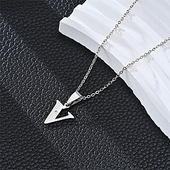 Letter V 201 ожерелья с подвесками из нержавеющей стали и стразами, цвет нержавеющей стали, не тускнеет, Буква V, 19.69 дюйм (50 см)