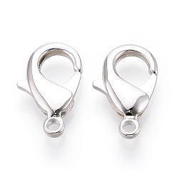 Посеребрённый Карабин-лобстеры, латунные, долговечный, без никеля , 925 серебро покрытием, 22.5x14x4 мм, отверстие : 2.4 мм