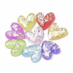 (52) Непрозрачная лаванда Кабошоны из смолы, с чипом оболочки, сердце, разноцветные, 20x19.5x5.5 мм
