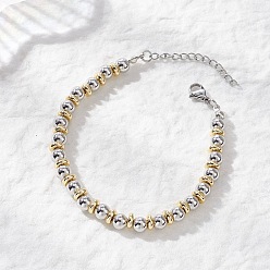 Платиновый & Золотой Браслеты из латунных круглых бусин для женщин, платиной и золотом, 7-1/2 дюйм (19 см)