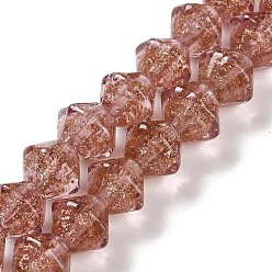 Бледно-фиолетовый Красный Бусины ручной работы бусины золотого песка, двухконусные, бледно-фиолетовый красный, 11.5x10.5 мм, отверстие : 1.5 мм, около 45 шт / нитка, 18.90'' (48 см)