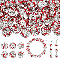 Прозрачный 40шт. бусины из полимерной глины ручной работы со стразами, круглые, прозрачные, 8 мм, отверстие : 1.4~1.5 мм