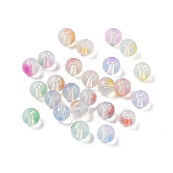 Mixed Color Transparent Baking Paint Glass Beads, Imitation Opalite, Round, Mixed Color, 8x7mm, Hole: 1.5mm, about 1600pcs/1000g