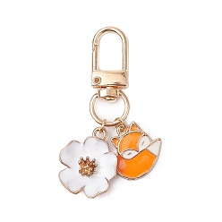 Light Gold Подвеска из цветочной лисы из сплава эмали, Поворотные застежки-брелки для украшения сумок, золотой свет, 46 мм