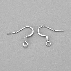 Silver 304 Stainless Steel French Earring Hooks, Flat Earring Hooks, Ear Wire, with Horizontal Loop, Silver, 17~18x16x1.5mm, Hole: 2.5mm, 20 Gauge, Pin: 0.8mm