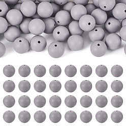 Серый 50 шт. Экологически чистые силиконовые бусины пищевого качества, круглые, серые, 15 мм, отверстие : 2 мм