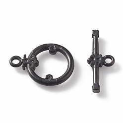 Electrophoresis Black 304 из нержавеющей стали застежками тумблеры, кольцо, ионное покрытие (ip), электрофорез черный, Кольцо: 21x15x2 mm, отверстие : 2 мм, бар: 22x9x3 mm, отверстие : 2 мм