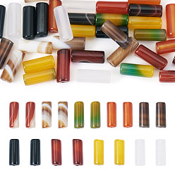 (52) Непрозрачная лаванда 36шт 9 наборы бусин из натурального агата разных цветов, окрашенная и подогревом, колонка, разноцветные, 15.5~16x6~6.5 мм, отверстие : 1 мм, 4 шт / цвет