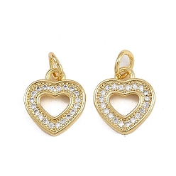 Настоящее золото 16K Латунные микро проложить кубического циркония подвески, сердце прелести, с целью перехода в кольце, реальный 16 k позолоченный, 12x11x2 мм, отверстие : 3.5 мм
