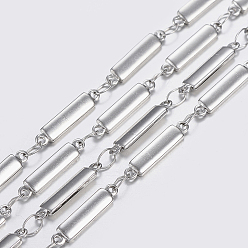 Stainless Steel Color Tarnish Resistant 304 Stainless Steel Chains, Bar Link Chains, Soldered, Stainless Steel Color, 15x3x1.2mm