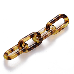 Gold Transparent Acrylic Linking Rings, Quick Link Connectors, For Jewelry Cable Chains Making, Leopard Print Design, Oval, Goldenrod, 20.5x11x3mm, Inner Diameter: 13.5x4mm, about 1200pcs/500g