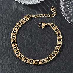 Golden 7mm 304 Armbänder aus gedrehter Edelstahlkette, Ionenbeschichtung (ip), golden, 7.13 Zoll (18.1 cm)